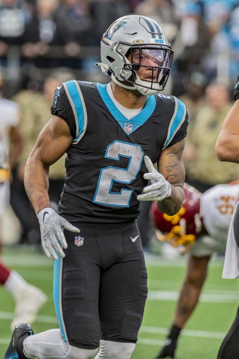 NFL wide receiver DJ Moore in a game against the Washington Commanders. 